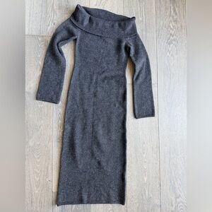 Dynamite Heavenlyarn Spongy Off Shoulder Maxi Dress in Charcoal Gray Size Medium